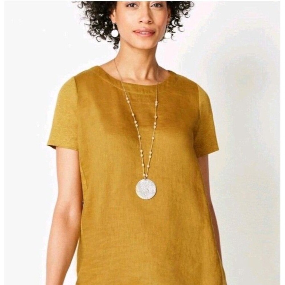 J.Jill Mixed Media Linen Tee Size Large